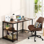 Bureau informatique 55 po avec 2 étagères ouvertes et une étagère supérieure réglable, capacité de 110 lb — Noir/Café/Brun