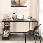 Bureau informatique 55 po avec 2 étagères ouvertes et une étagère supérieure réglable, capacité de 110 lb — Noir/Café/Brun