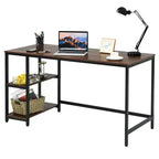 Bureau informatique 55 po avec 2 étagères ouvertes et une étagère supérieure réglable, capacité de 110 lb — Noir/Café/Brun