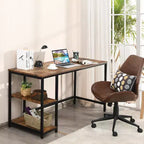 Bureau informatique 55 po avec 2 étagères ouvertes et une étagère supérieure réglable, capacité de 110 lb — Noir/Café/Brun