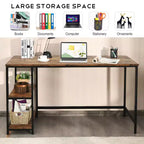 Bureau informatique 55 po avec 2 étagères ouvertes et une étagère supérieure réglable, capacité de 110 lb — Noir/Café/Brun