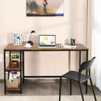 Bureau informatique 55 po avec 2 étagères ouvertes et une étagère supérieure réglable, capacité de 110 lb — Noir/Café/Brun