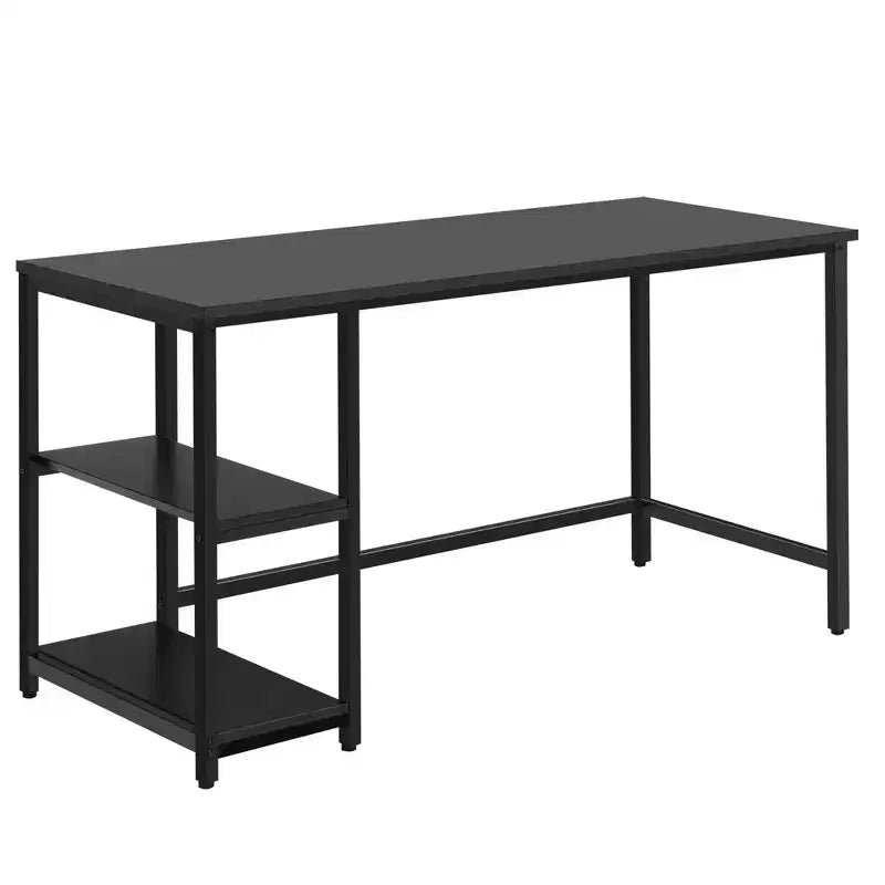 Bureau informatique 55 po avec 2 étagères ouvertes et une étagère supérieure réglable, capacité de 110 lb — Noir/Café/Brun