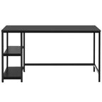 Bureau informatique 55 po avec 2 étagères ouvertes et une étagère supérieure réglable, capacité de 110 lb — Noir/Café/Brun