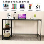 Bureau informatique 55 po avec 2 étagères ouvertes et une étagère supérieure réglable, capacité de 110 lb — Noir/Café/Brun