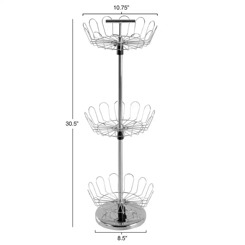 Porte-chaussures vertical rotatif à 3 niveaux, peut contenir 18 paires, autoportant, en acier chromé