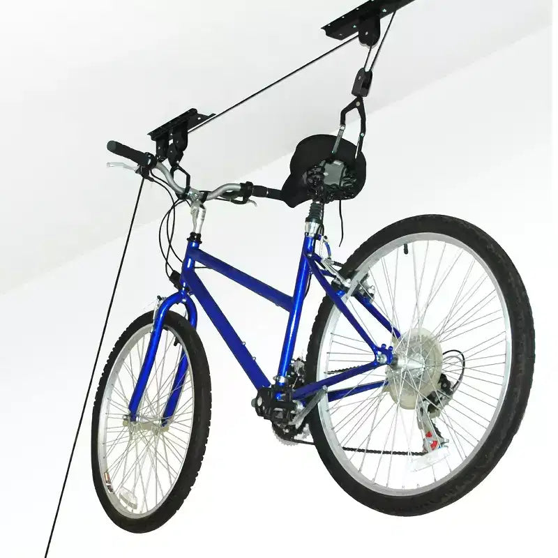 Lot de 4 palans de rangement pour vélo de plafond avec corde à verrouillage automatique et crochets revêtus de PVC, capacité de 45 kg