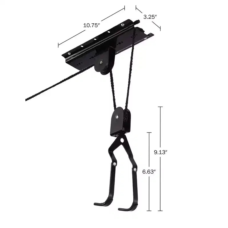 Lot de 4 palans de rangement pour vélo de plafond avec corde à verrouillage automatique et crochets revêtus de PVC, capacité de 45 kg