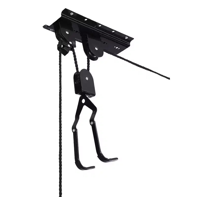 Lot de 4 palans de rangement pour vélo de plafond avec corde à verrouillage automatique et crochets revêtus de PVC, capacité de 45 kg