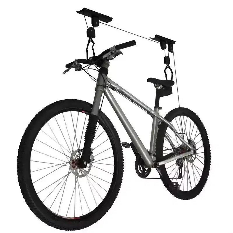 Lot de 4 palans de rangement pour vélo de plafond avec corde à verrouillage automatique et crochets revêtus de PVC, capacité de 45 kg