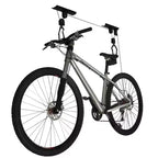 Lot de 4 palans de rangement pour vélo de plafond avec corde à verrouillage automatique et crochets revêtus de PVC, capacité de 45 kg