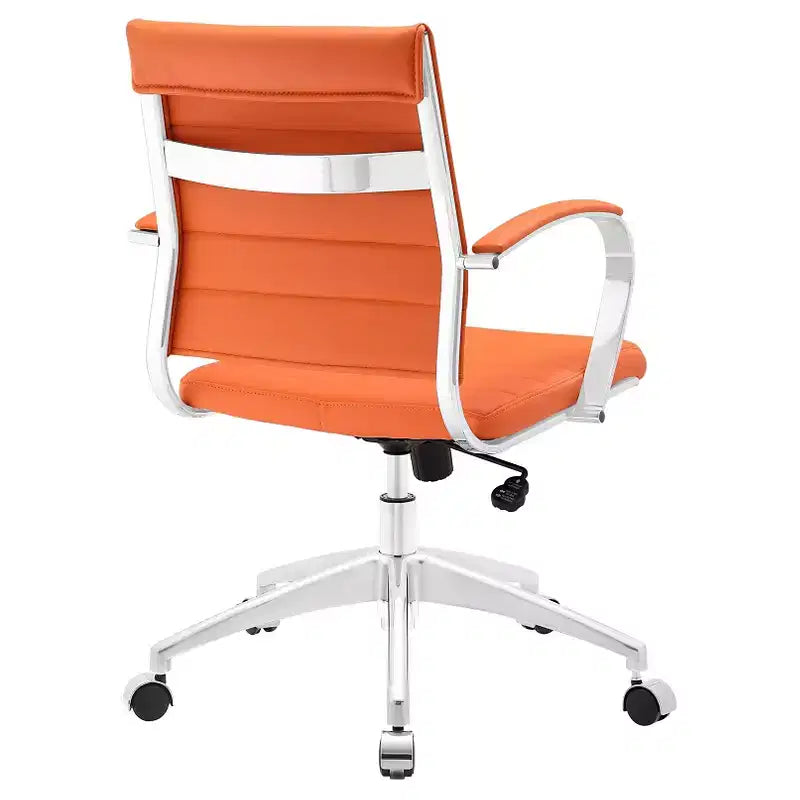 Chaise de bureau pivotante rembourrée mi-dos avec hauteur réglable et base en aluminium