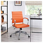 Chaise de bureau pivotante rembourrée mi-dos avec hauteur réglable et base en aluminium