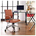 Chaise de bureau pivotante rembourrée mi-dos avec hauteur réglable et base en aluminium