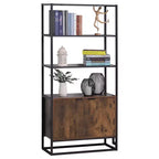 Bibliothèque de rangement haute de 162 cm avec 3 étagères ouvertes et un placard à double porte, organiseur de salon
