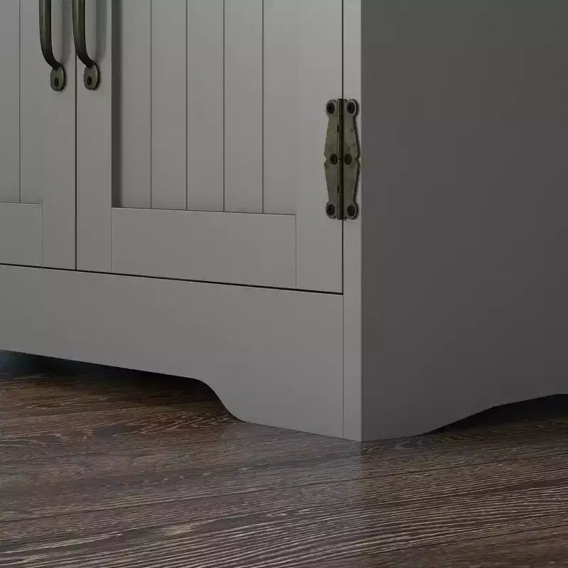 Armoire de cuisine garde-manger de style rustique de 123 cm, meuble de rangement au sol, organisateur avec étagères réglables et 4 portes pour salle à manger