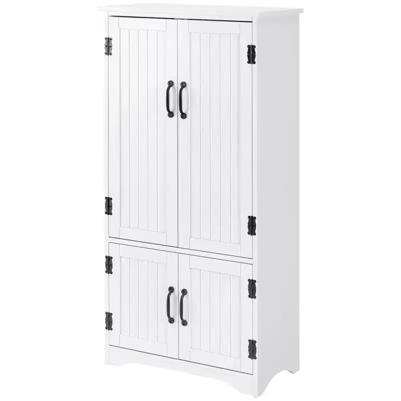 Armoire de cuisine garde-manger de style rustique de 123 cm, meuble de rangement au sol, organisateur avec étagères réglables et 4 portes pour salle à manger