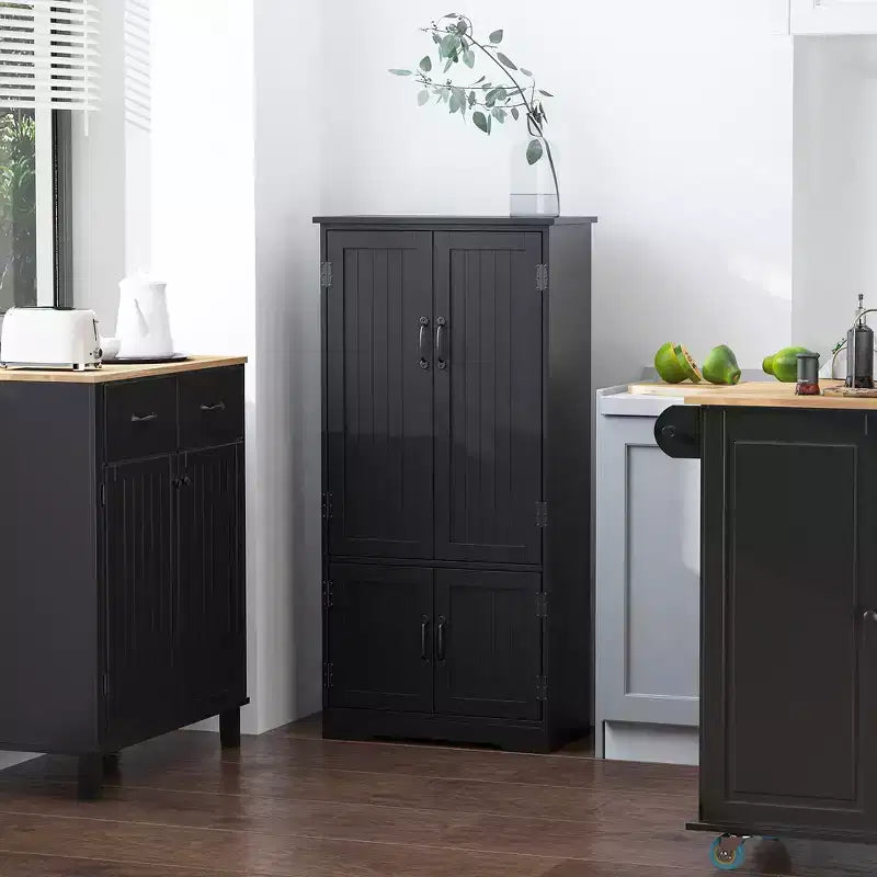 Armoire de cuisine garde-manger de style rustique de 123 cm, meuble de rangement au sol, organisateur avec étagères réglables et 4 portes pour salle à manger