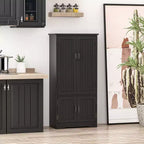 Armoire de cuisine garde-manger de style rustique de 123 cm, meuble de rangement au sol, organisateur avec étagères réglables et 4 portes pour salle à manger