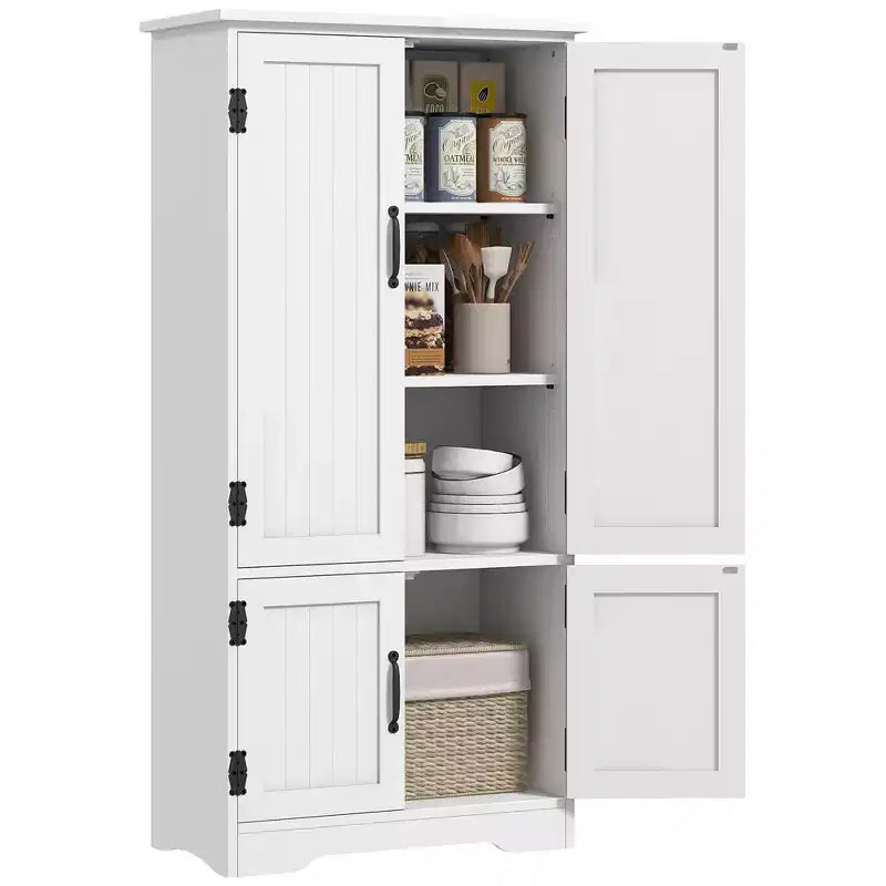 Armoire de cuisine garde-manger de style rustique de 123 cm, meuble de rangement au sol, organisateur avec étagères réglables et 4 portes pour salle à manger