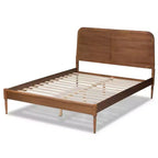 Lit plateforme en bois avec tête de lit, brun noyer, aucun sommier tapissier requis