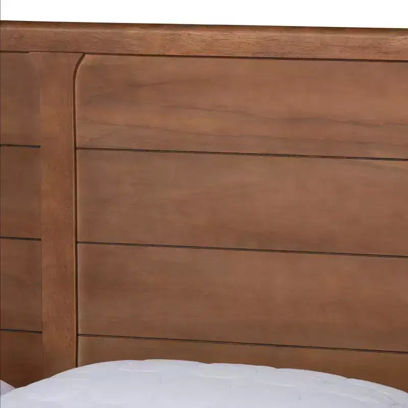 Lit plateforme en bois avec tête de lit, brun noyer, aucun sommier tapissier requis