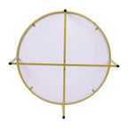 Table basse ronde moderne avec cadre en métal noir mat entrecroisé, plateau stratifié blanc