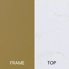 Table basse ronde moderne avec cadre en métal noir mat entrecroisé, plateau stratifié blanc