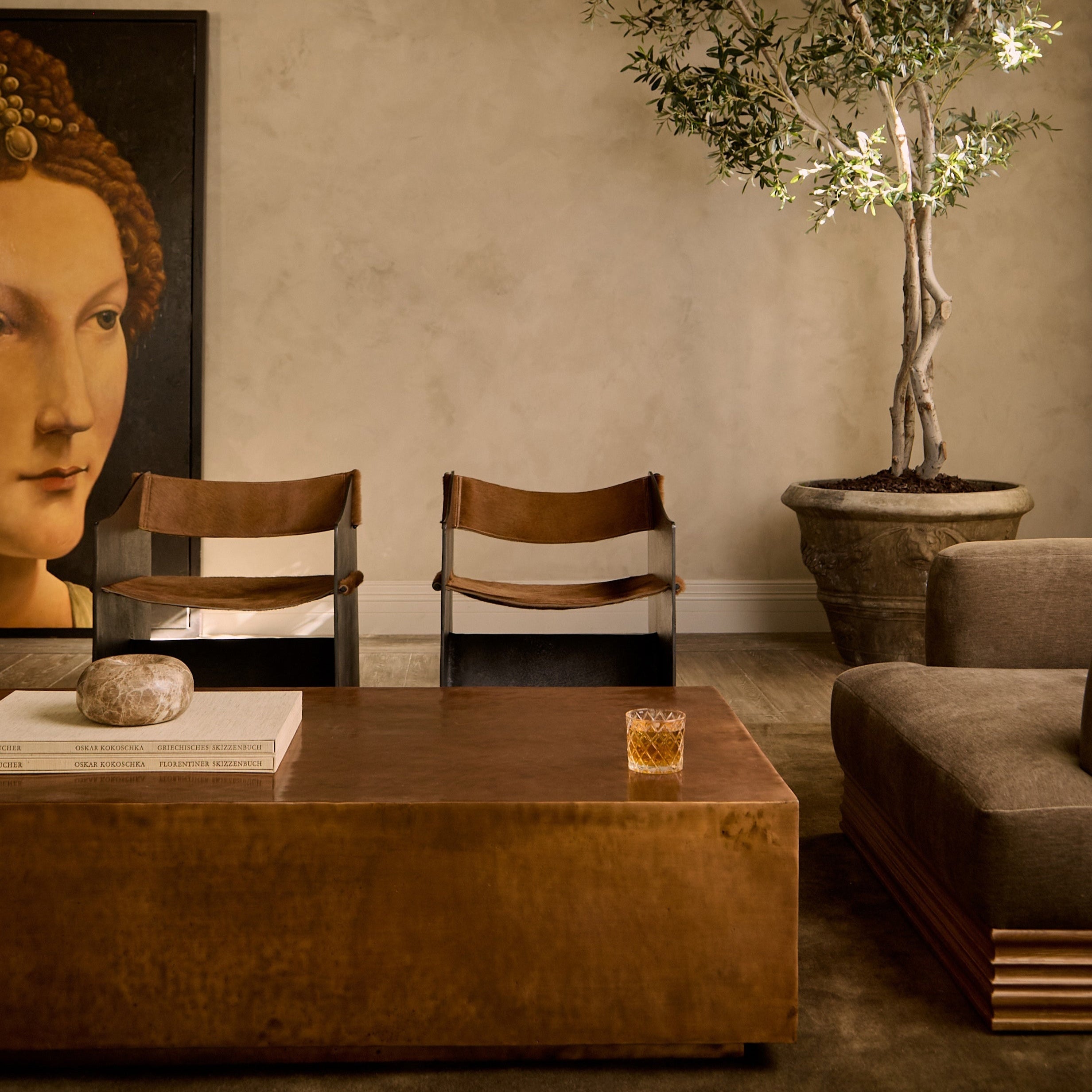 Table basse - Aluminium coulé avec finition cuivre antique
