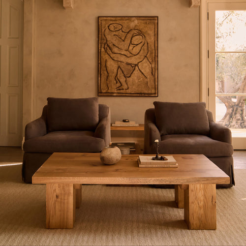 Fauteuil - Housse en lin belge avec coussin en duvet