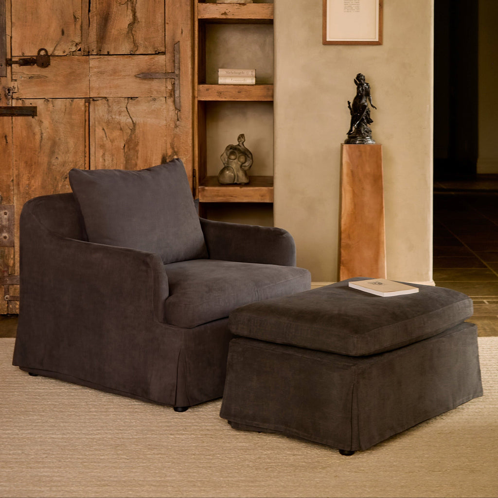 Fauteuil - Housse en lin belge avec coussin en duvet