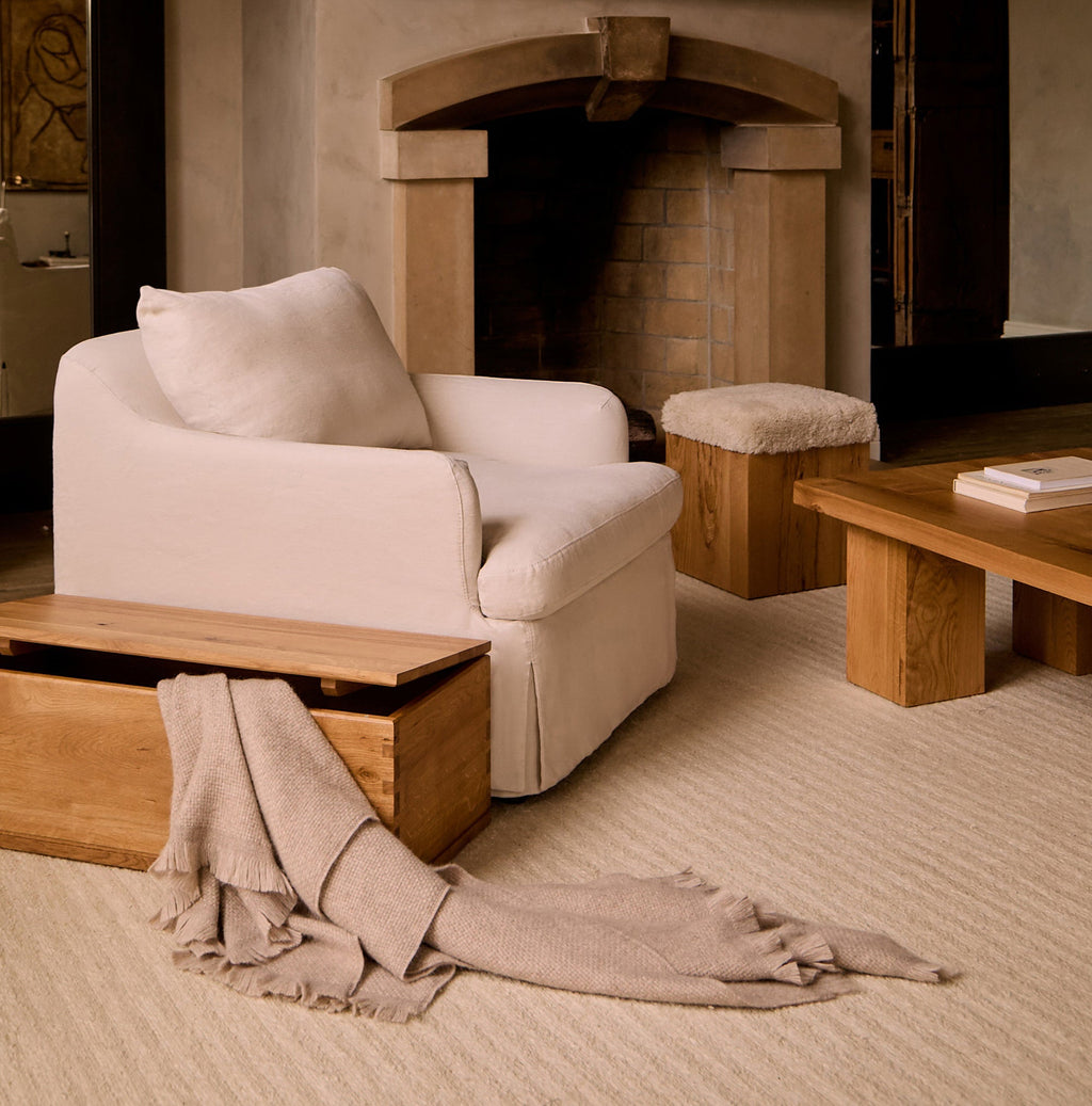 Fauteuil - Housse en lin belge avec coussin en duvet