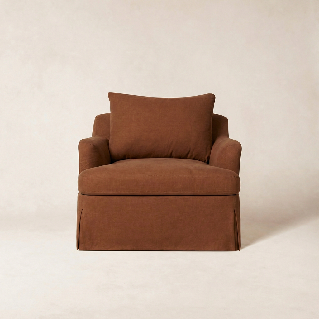 Fauteuil - Housse en lin belge avec coussin en duvet