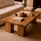 Table basse rectangulaire en chêne blanc massif