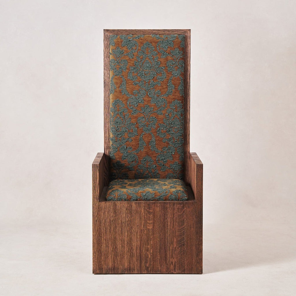 Fauteuil d'appoint - Chenille orange brûlé et Bouclette sarcelle