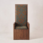 Fauteuil d'appoint - Chenille orange brûlé et Bouclette sarcelle