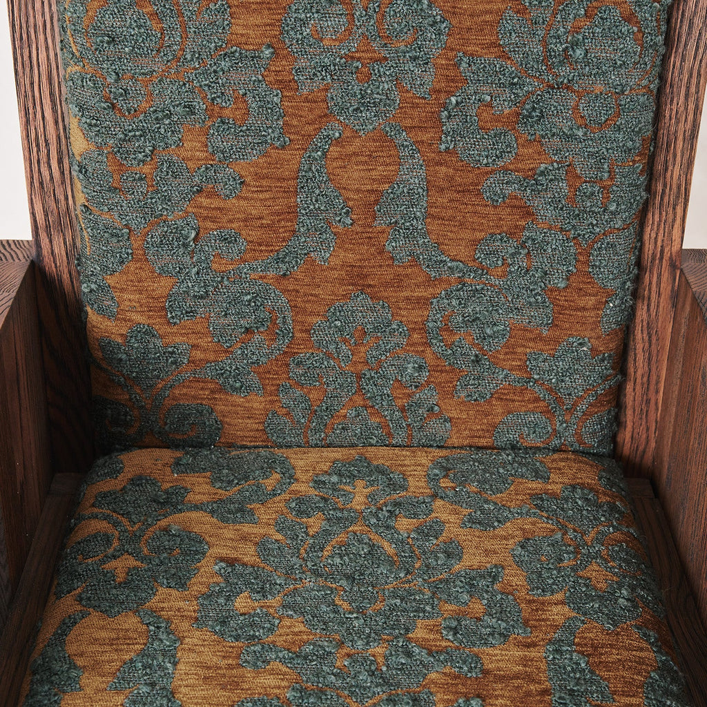 Fauteuil d'appoint - Chenille orange brûlé et Bouclette sarcelle