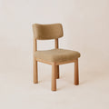 Chaise de salle à manger - Bouclé belge couleur Chameau et pieds fuselés en Chêne blanc