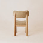 Chaise de salle à manger - Bouclé belge couleur Chameau et pieds fuselés en Chêne blanc