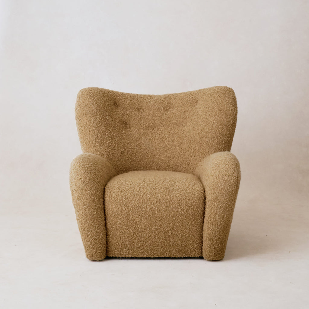 Fauteuil lounge - Boucle mohair couleur camel