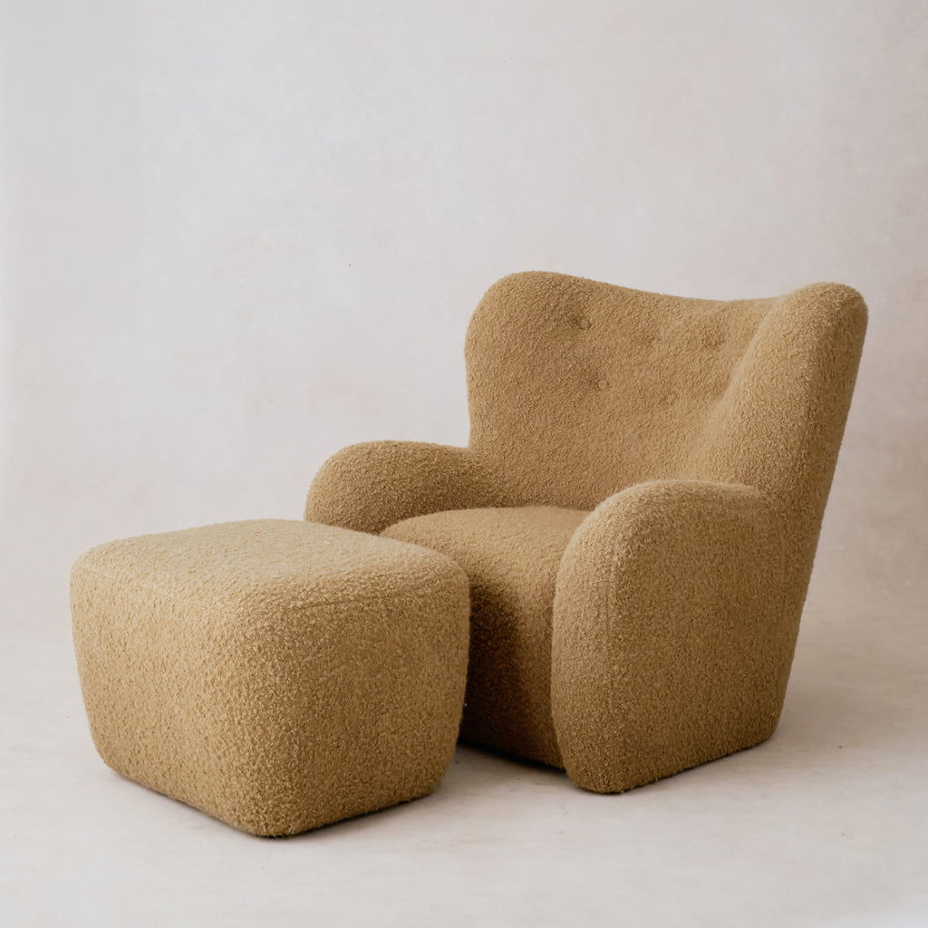 Fauteuil lounge - Boucle mohair couleur camel