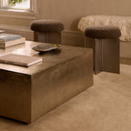 Tabouret - Bouclette Mohair Mocha & Acier Inoxydable