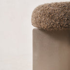 Tabouret - Bouclette Mohair Mocha & Acier Inoxydable