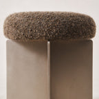 Tabouret - Bouclette Mohair Mocha & Acier Inoxydable