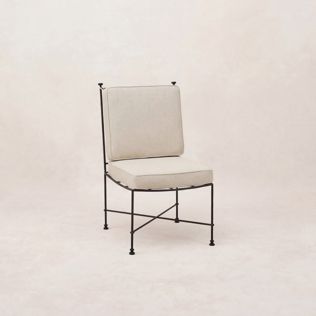 Chaise de salle à manger sans accoudoirs d'extérieur - Structure en fer noir