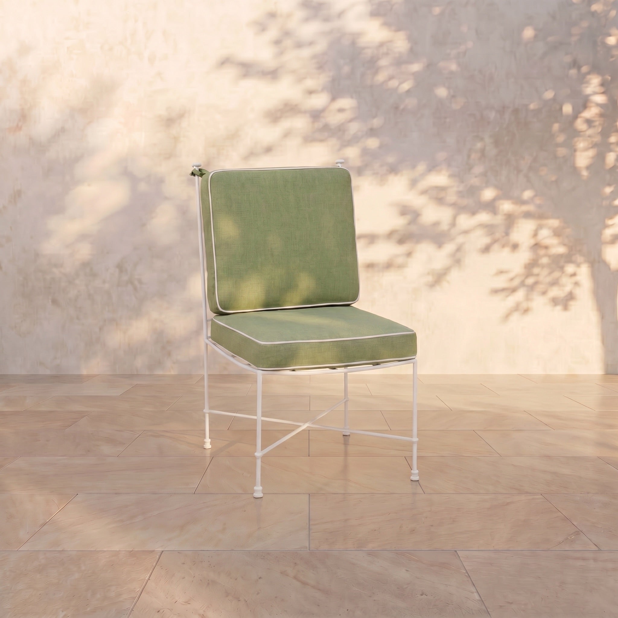 Chaise de salle à manger sans accoudoirs d'extérieur - Cadre en fer blanc