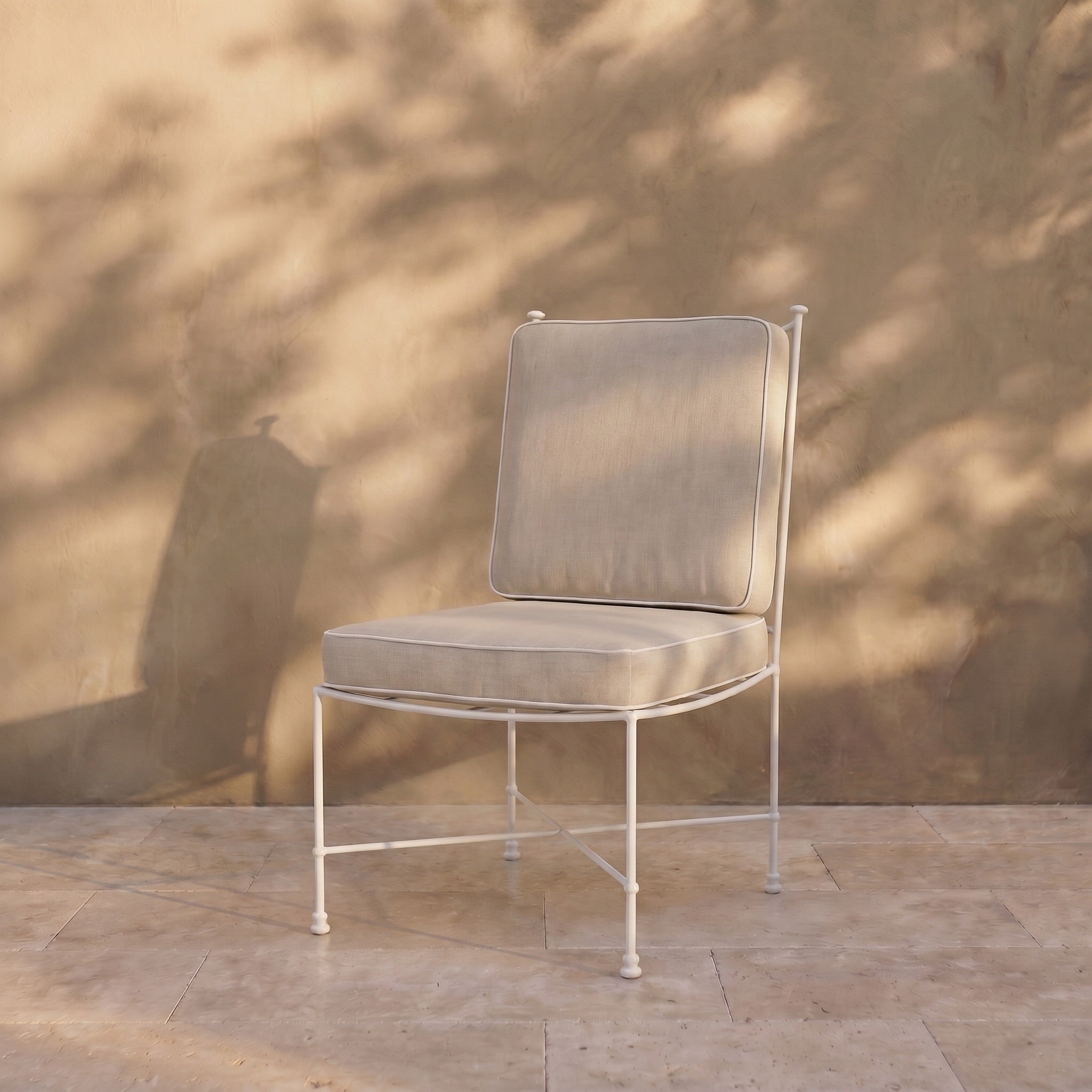 Chaise de salle à manger sans accoudoirs d'extérieur - Cadre en fer blanc