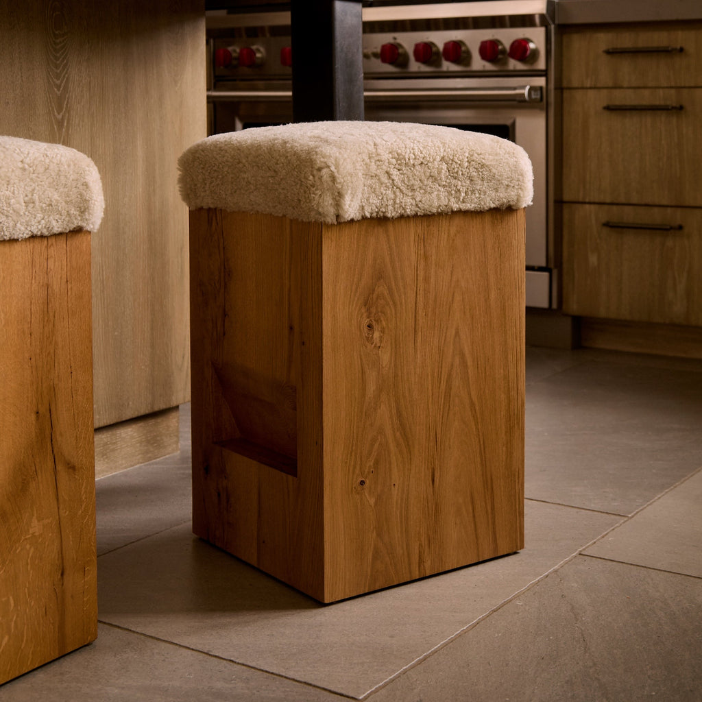 Tabouret de comptoir - Assise en tissu bouclette