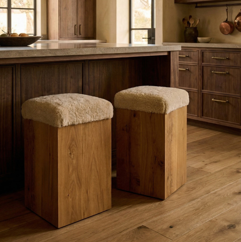 Tabouret de comptoir - Assise en tissu bouclette
