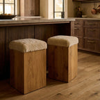 Tabouret de comptoir - Assise en tissu bouclette